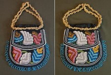 Beautiful 19th Century Native American Iroquois 2 Sided Beaded Bag Pouch