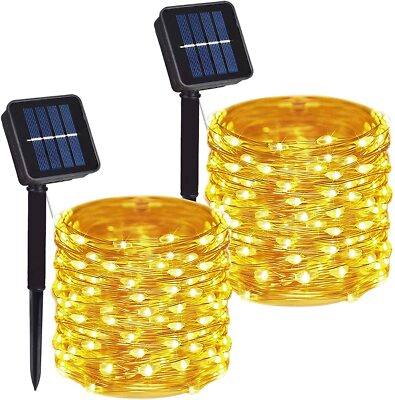 Outdoor Solar Fairy String Lights Copper Wire Waterproof Garden Decor 2x 100 LED