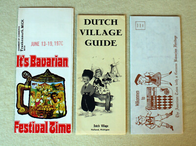 lot of 3 1976 BAVARIAN Festival Dutch Village FRANKENMUTH Michigan Travel Map