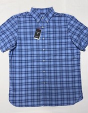 Daniel Cremieux Men Shirt Large Button 100 Supima Cotton Short Sleeve Plaid 75