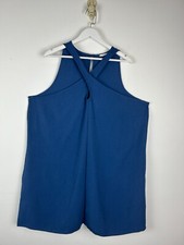 Chicsoul Dress 3XL Woman Plus Size 3X Blue Pockets Sleeveless Twist Top Midi