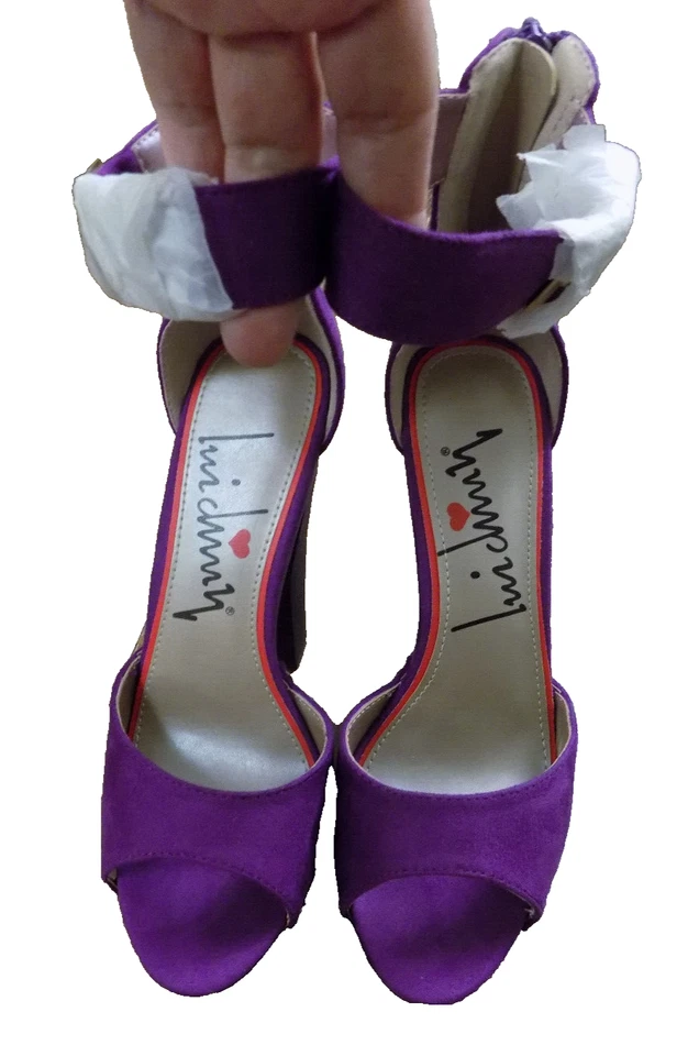 Sandalias Luichiny PÚRPURA Imitación Gamuza Correa al Tobillo 6" Tacones 2" Plataforma Tachonadas 7.5 Foto 2 de 4