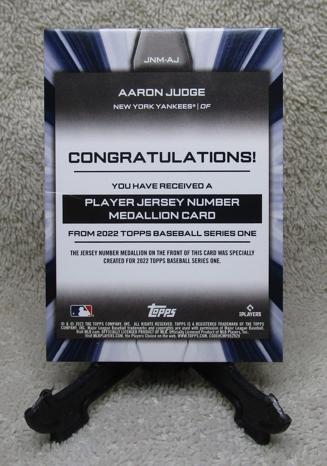 AARON JUDGE 2022 Topps Series 1 Jersey Number 99 Medallion Card NY YANKEES eBay