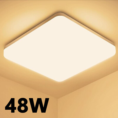 48W LED Panel Ceiling Light Ultra Thin Home Fixture Bedroom Kitchen Lamp 3000K