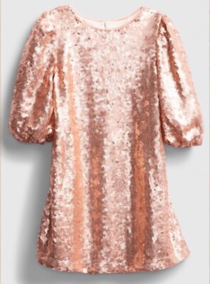Gap Kids Rose gold Sequin Shift Dress 8 M | eBay