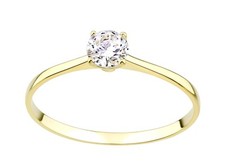 9ct Yellow Gold 0.33ct Simulated Diamond Solitaire Engagement - Ring J to S
