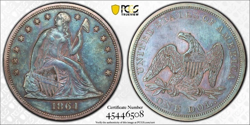 1864 Seated Liberty DOLLAR *PCGS XF* RARE Civil War Issue!!! *FAST SHIPPING!!!