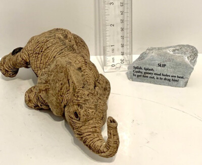 Slip Elephant w/Story Stone from The Herd of Martha Carey Retired Figurine #3111