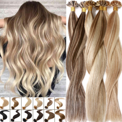 Remy Nail U Tip Human Hair Extensions Keratin Pre bonded thick Straight 22'' USPS