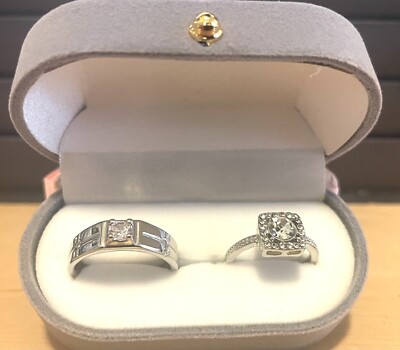 Multiple sets of couples promise ring sets. Some Silver some gold. 