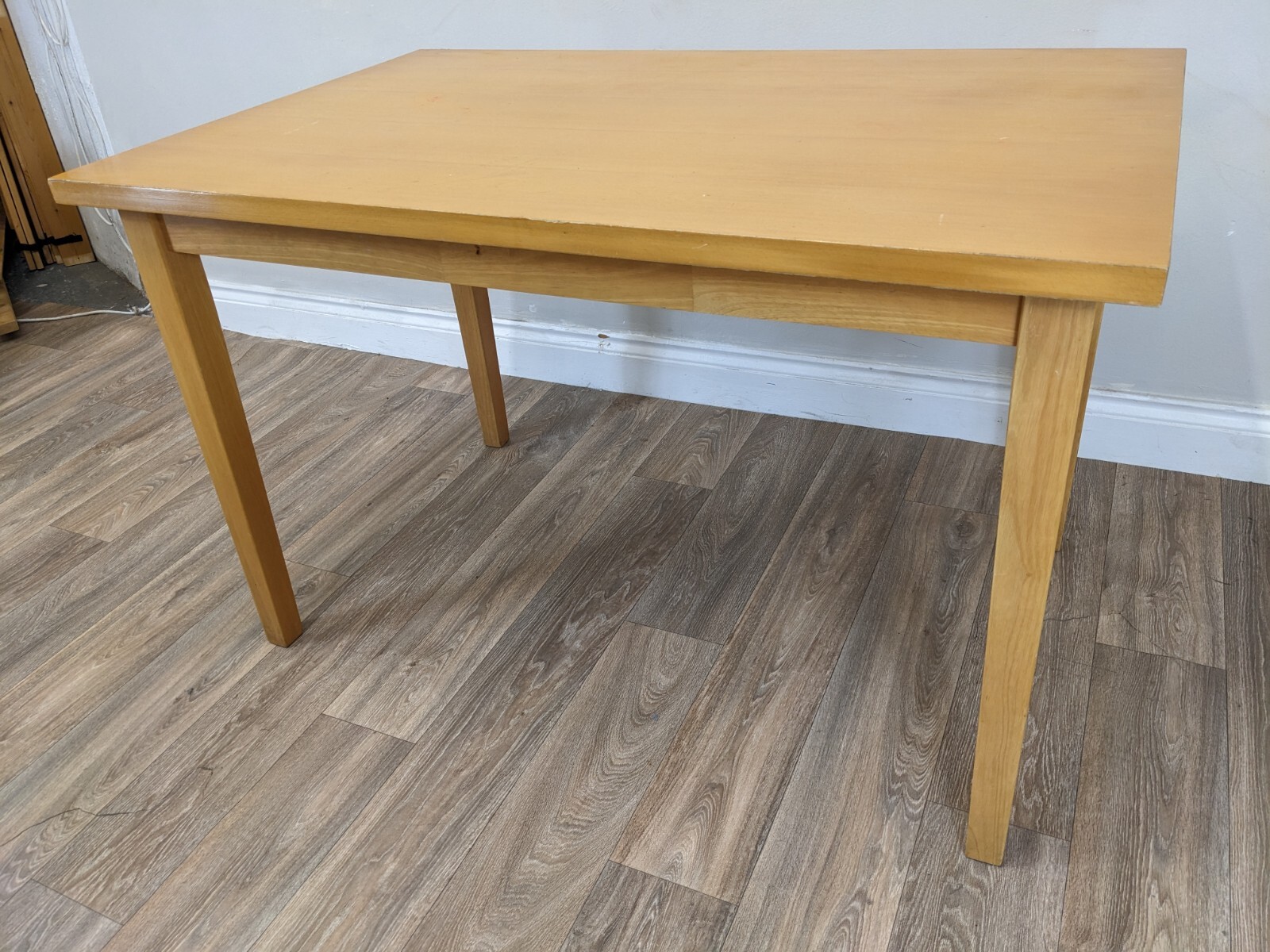 DINING TABLE Beech Wood 6 Seater Square Solid Tabletop Detachable Legs