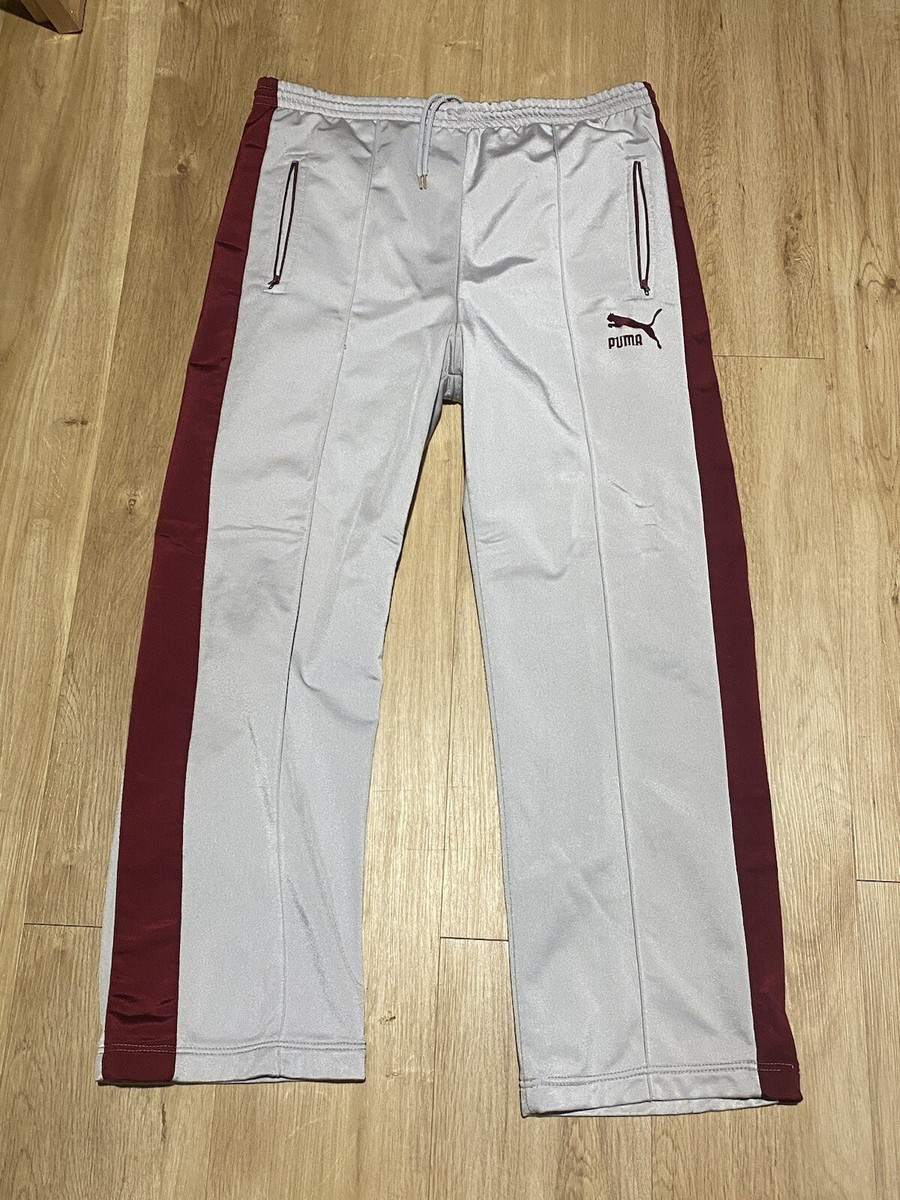Vintage 80s PUMA Track Jacket Pants Suit M Silver Maroon B Vintage 80s PUMA Track Jacket Pants Suit M Silver Maroon B