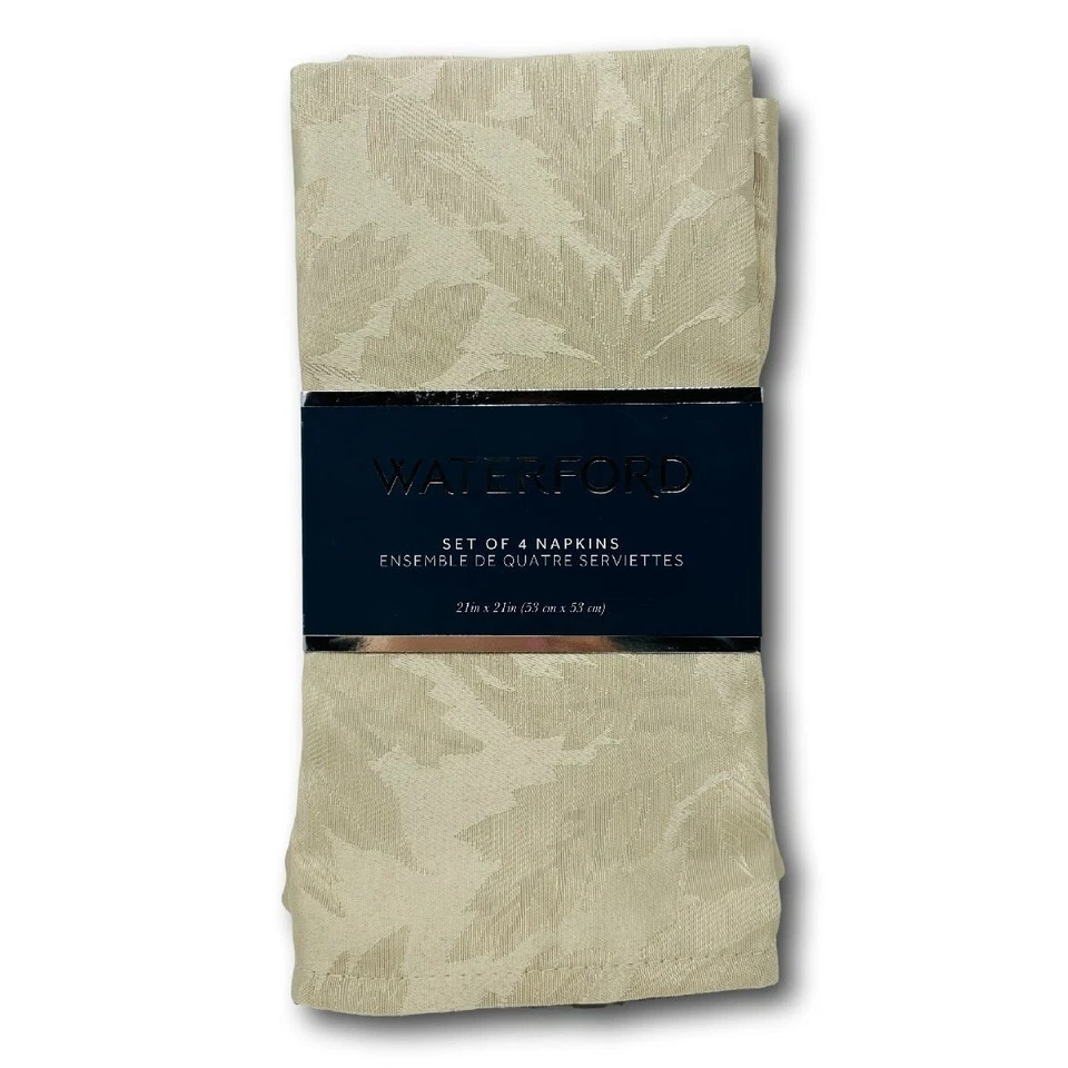 Waterford Dinner Napkins Autumn Leaves Beige Thanksgiving Set of 4 - Image 2 of 3