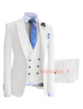 Men  s Business Suit 3 Piece White Meeting Party Wedding Formal Occasions