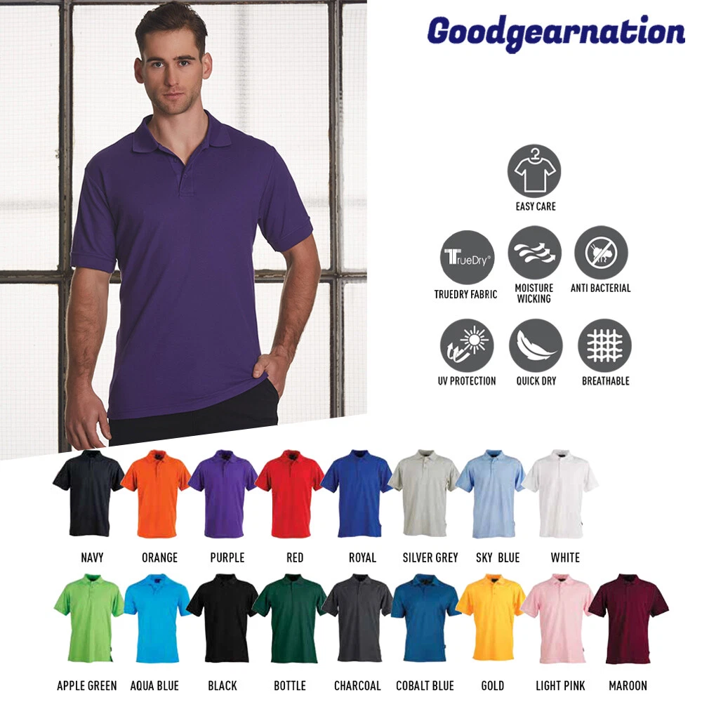 Mens Plain Polo Shirt Cotton Back Pique Short Sleeve 20+ Colour