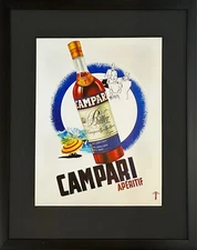 Campari 1950 Aperitif FRAMED 11.75 x 14.75" Vintage Poster Print Retro Style Art