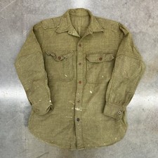 1940s/50s OD Wool Military WWII Vintage Shirt M