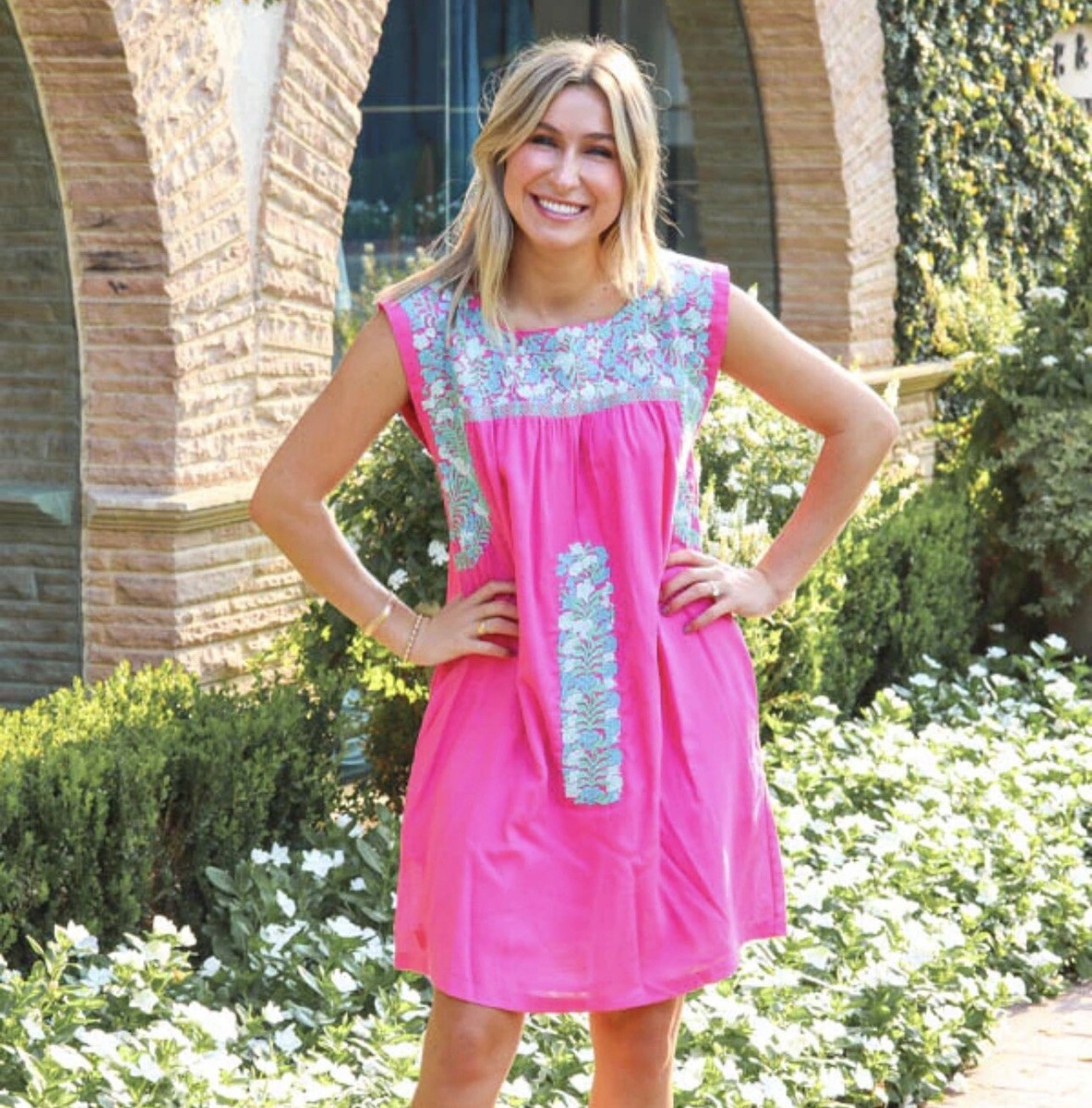 j marie embroidered dress J.Marie Landon Sleeveless Embroidered Midi Dress