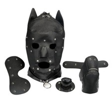 PU Leather Puppy Dog Gloves Mouse Tail Bondage Restraints Slave BDSM Couples