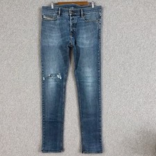 Diesel D Luster Jeans Men 32x32 Blue Slim Fit Skinny Stretch Thrashed Biker Punk