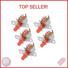 uxcell Push Button Switch, DPDT 6 Pin 1 Position Self-Locking Red 5pcs