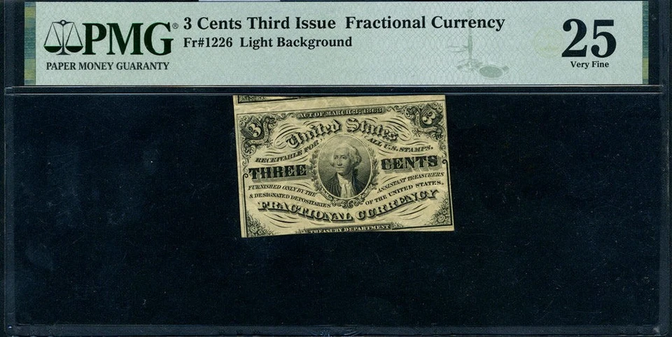 FR. 1226 3 c. 3rd Issue Fractional Note PMG VF25 - Image 2 of 3