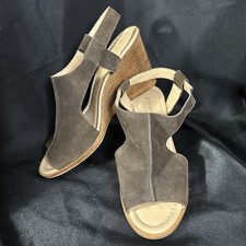Barbara Barbieri Y2K Wedge Heel Sandals Sz 9.5 Brown Suede Italy Cutout Shoes