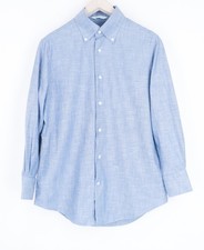 SUITSUPPLY Men's Formal Shirt S Slim Fit Blue Pure Cotton Button-Up Long Sleeve