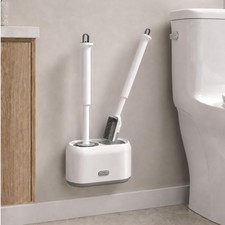 Wall-Mounted 2-in-1 Toilet Brush Set with Holder and Crevice Brush