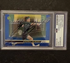 ANDREY RUBLEV SIGNED AUTOGRAPH 2024 TOPPS CHROME TENNIS BLUE REFRACTOR PSA DNA