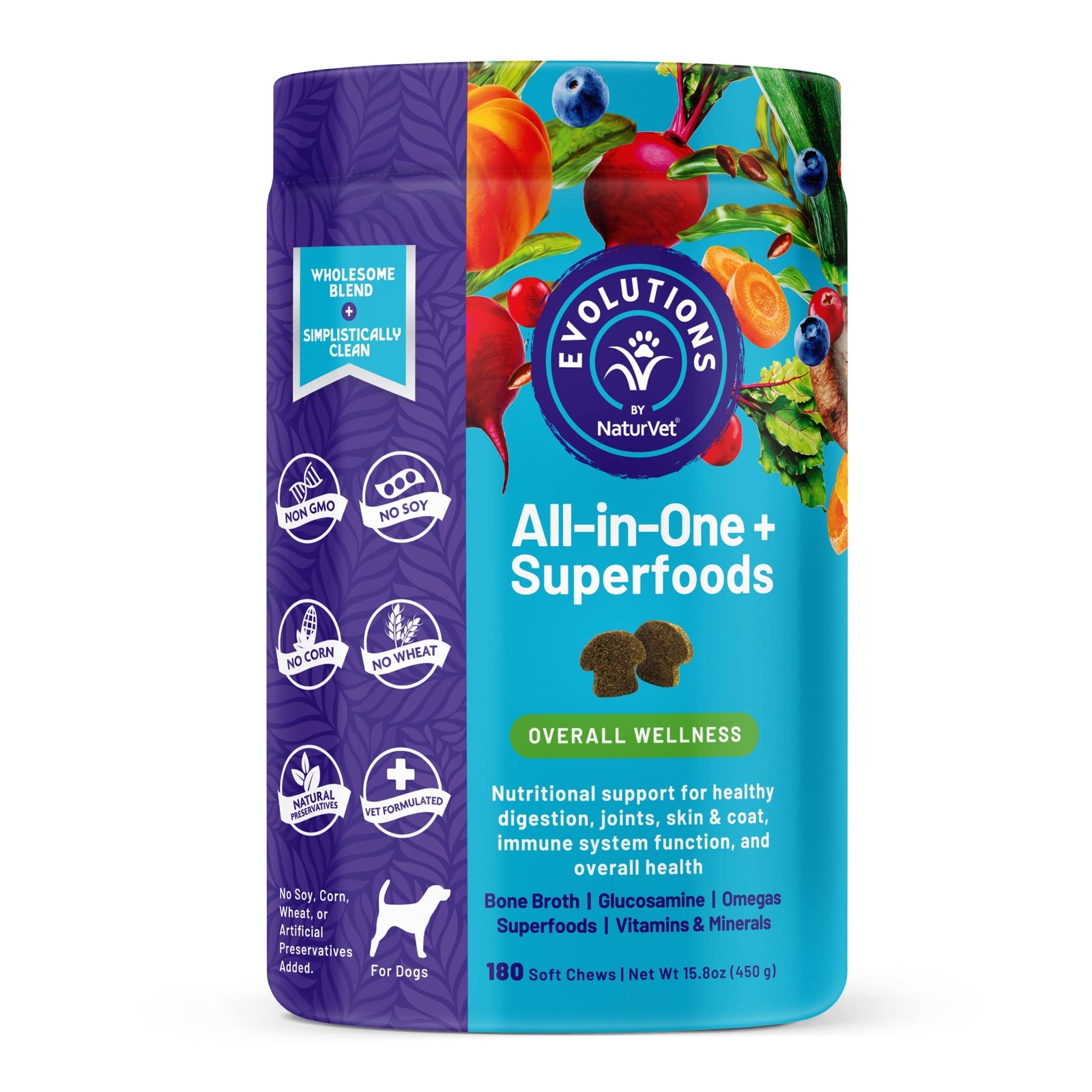 NaturVet Evolutions All-in-One + Superfoods 180ct Soft Chews