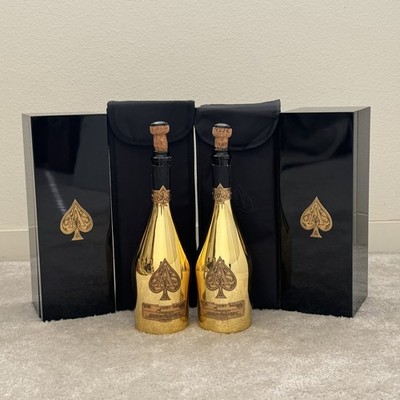 2x Armand de Brignac Ace of Spades Brut Gold EMPTY Set w/ Boxes+Bags+Corks+Caps