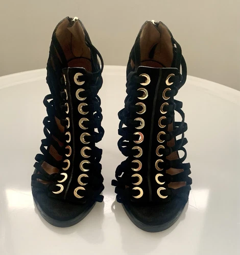 Tacchi gladiatore scamosciati neri Givenchy taglia 7