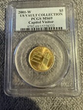 2001-W PCGS MS69 $5 Capitol Visitors Center Commemorative Gold Coin!