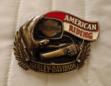 Vintage 1992 HARLEY-DAVIDSON H413 Belt Buckle American Riding Made In USA