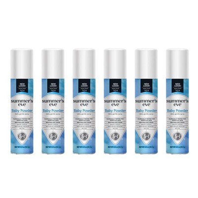 Freshening Spray | Baby Powder | 2 oz Size | Pack of 6 | pH Balanced, Dermato...