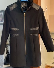 Rothschild Girls Black Wool Winter Coat w/ Faux Leather Accents Size 12