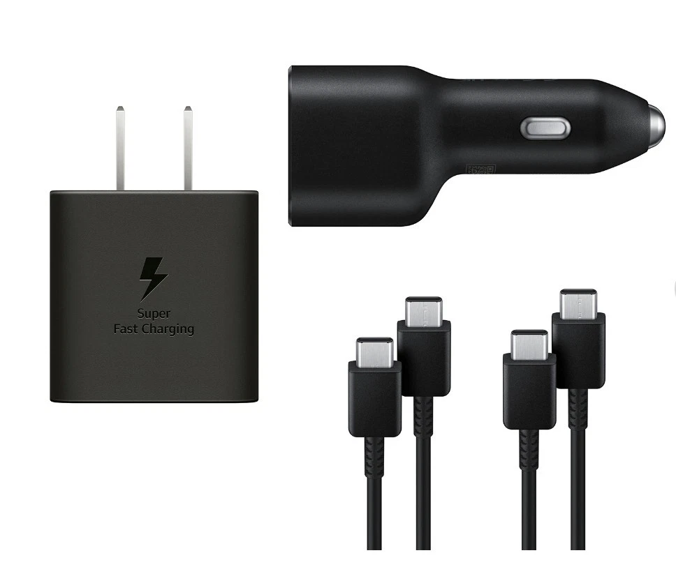 Samsung Power Bundle 45W Wall Charger + Dual Carcharg45+15W 2xUSB C Cables 3A+5A - product detail image 1