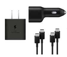 Samsung Power Bundle 45W Wall Charger  Dual Carcharg45 15W 2xUSB C Cables 3A 5A
