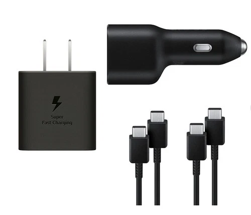 Samsung Power Bundle 45W Wall Charger + Dual Carcharg45+15W 2xUSB C Cables 3A+5A video thumbnail