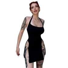 THSCWY Women Sexy Halter Club Party Dress Square Neck Bodycon Large, Black 
