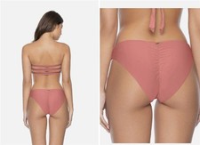 NWT Pilyq PQ Lotus M Basic Ruched Full Bikini Bottoms Rose Pink 117997