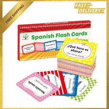 Spanish Flash Cards, Conversational Phrases, 100Pcs, 3.5 x 2.5 Inches, Beginner