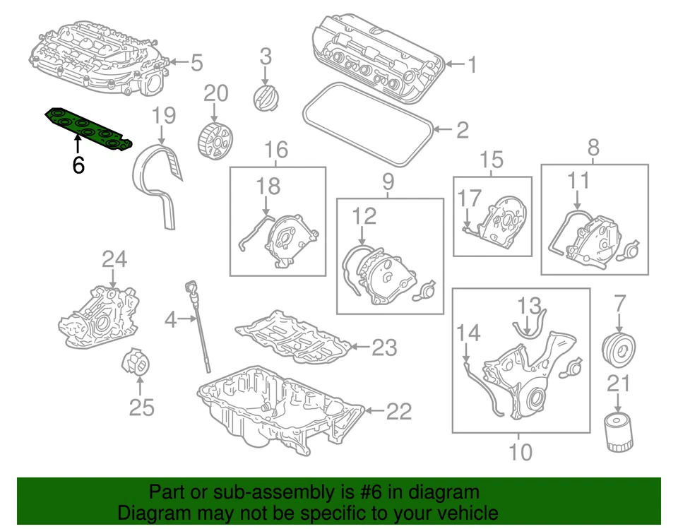 Honda 2003-2010 genuino - Junta en colector 17105-RCA-A01 Foto 3 de 4