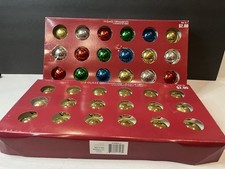 Vtg Glass Christmas Ornaments Solid Shiny Set Of 36- Gold  Assorted 1.5  