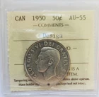 1950 CANADA SILVER 50 CENTS - DESIGN - ICCS AU55 - KING GEORGE VI - HALF DOLLAR