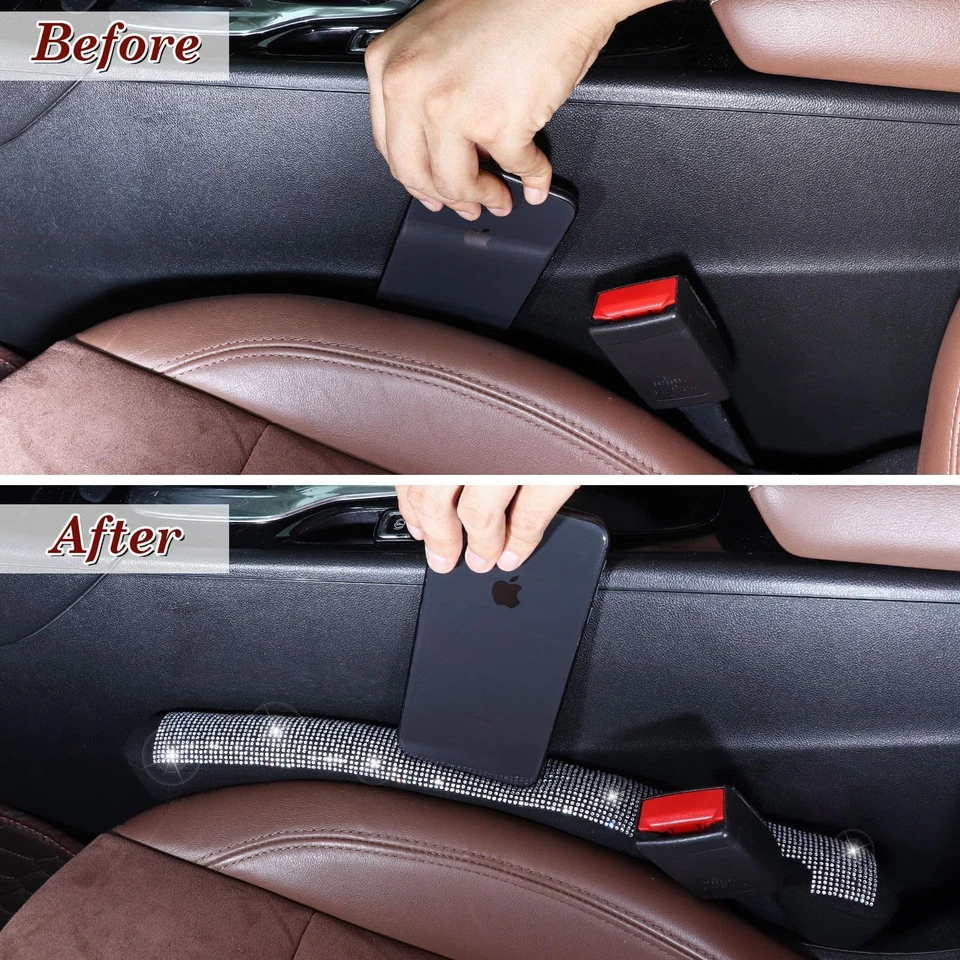 Relleno de hueco de asiento de coche Bling ajuste universal para coche SUV camión, juego de 2 gritos hechos a mano Foto 2 de 4