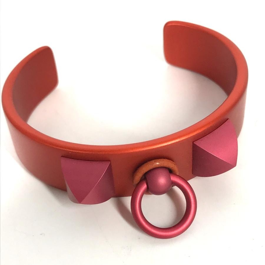 HERMES Medor Sunset Collier de Chien Orange Aluminum Bangle Bracelet 12.5cm-image