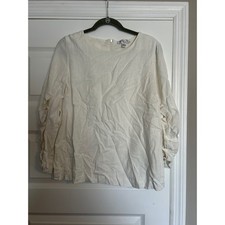 Lena Gabrielle White Linen Blend Blouse Womens XL