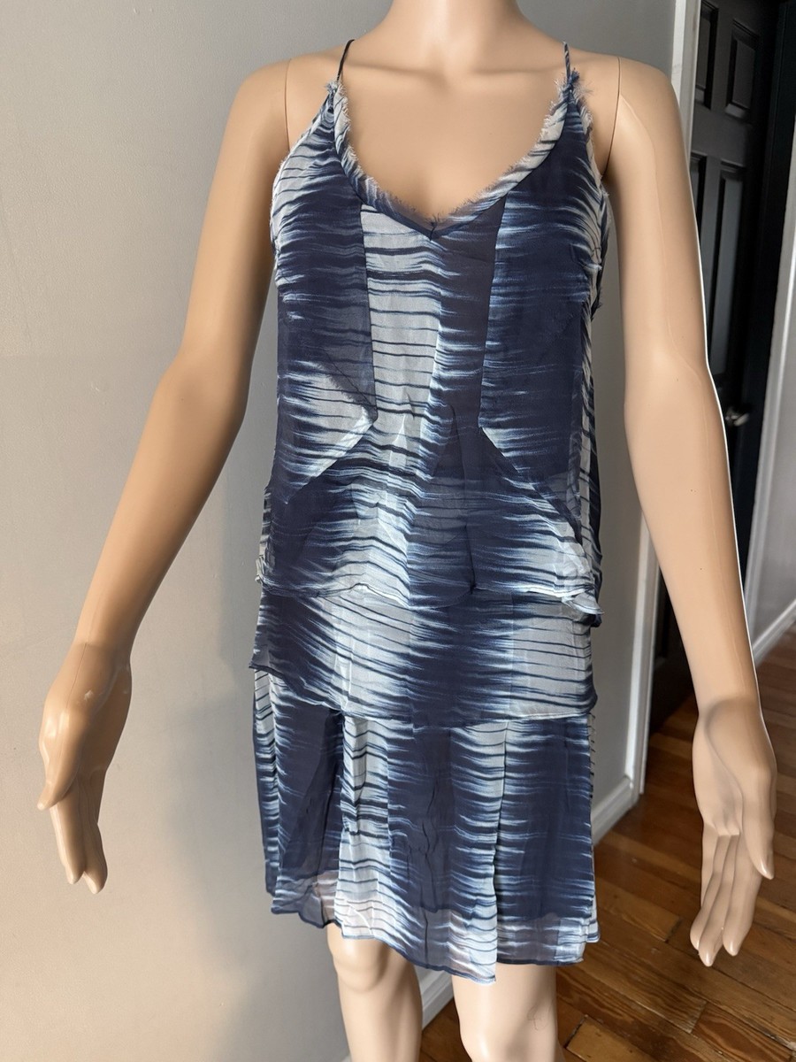 PAULA HERMANNY NILE 100% SILK SHORT DRESS BLUE SIZE 4 NWT | eBay
